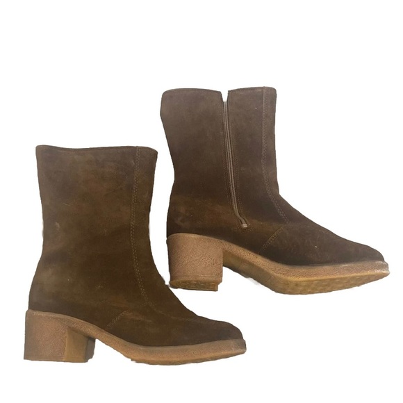 Bama Lams Echtes Lammfell Brown Suede With Sheepskin Lining Sz 9 Boot Zipper Vtg - Picture 2 of 12